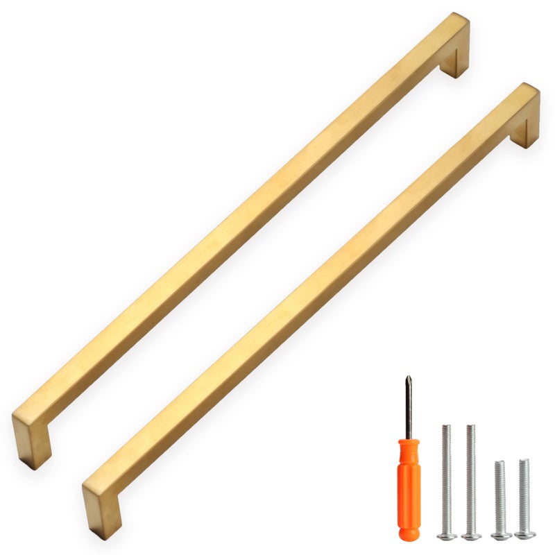 Redunest Cabinet Pulls Gold Cabinet Handles Square Drawer Pulls  5 Pack 13-4/5 Inch Stainless Steel Kitchen Door Cupboard Cabinet Handles  Drawer Cabinet Hardware Handles  352mm Hole Centers - Image 1